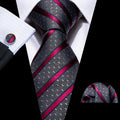 GentCrest Red Striped Tie Hanky Cufflinks Set - Image 1