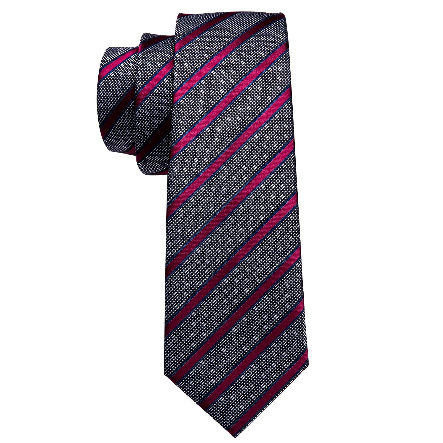 GentCrest Red Striped Tie Hanky Cufflinks Set - Image 4