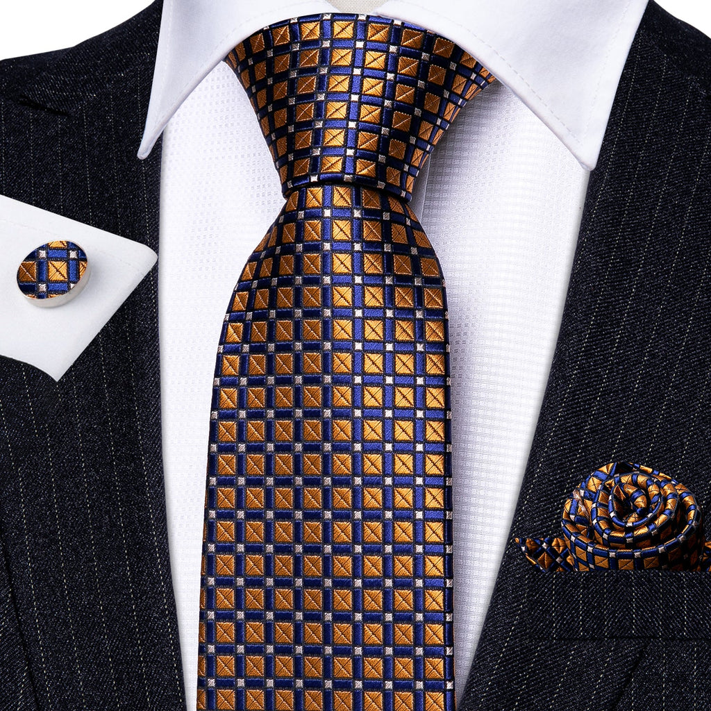 GentCrest Blue Plaid Tie Hanky Cufflinks Set - Image 2