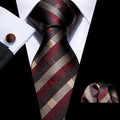 GentCrest Red Striped Tie Hanky Cufflinks Set - Image 1