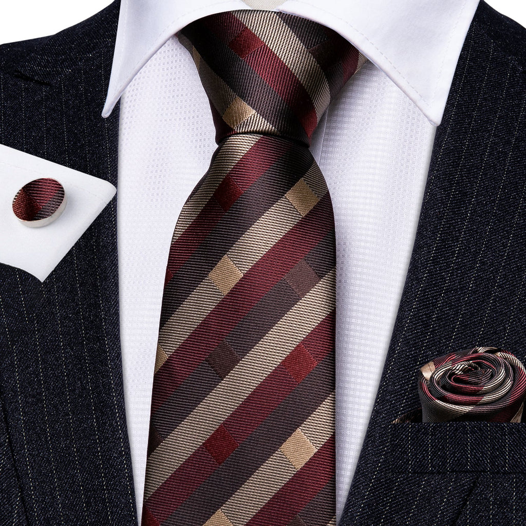 GentCrest Red Striped Tie Hanky Cufflinks Set - Image 3