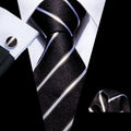 GentCrest Black Striped Tie Hanky Cufflinks Set - Image 1