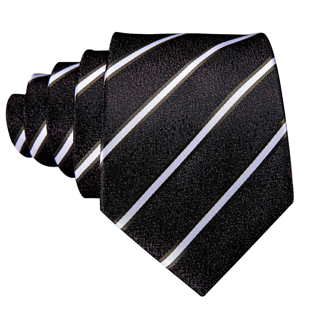 GentCrest Black Striped Tie Hanky Cufflinks Set - Image 3