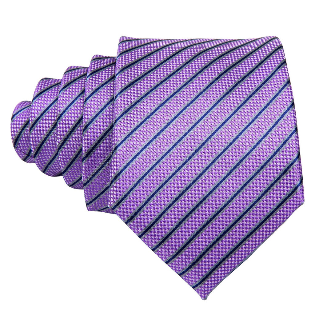 GentCrest Purple Striped Tie Hanky Cufflinks Set - Image 3