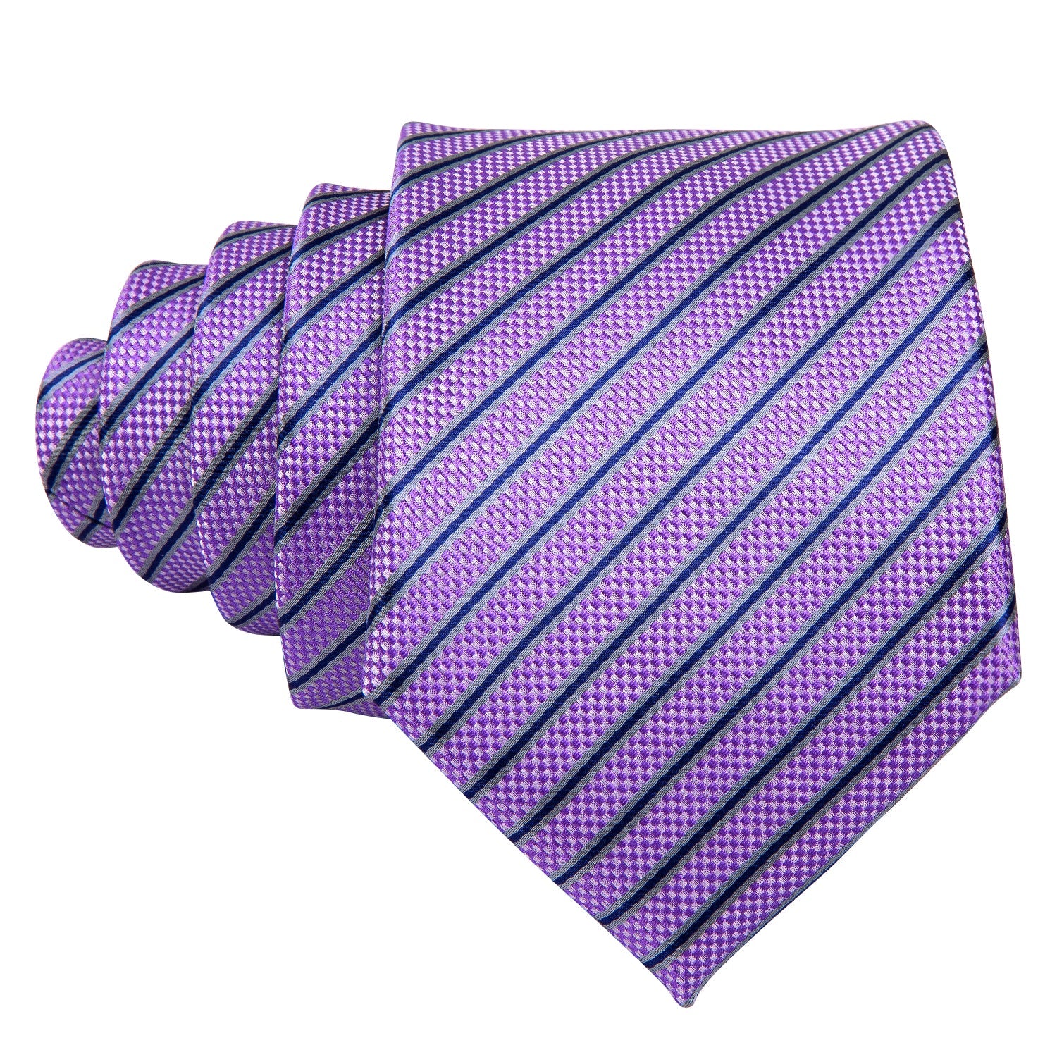 GentCrest Purple Striped Tie Hanky Cufflinks Set - Image 3