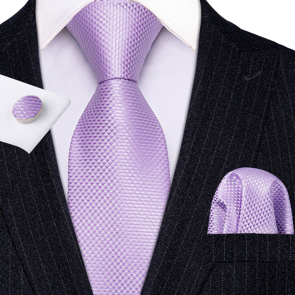 Light Purple Geometric Silk Tie Set - GentCrest - View 2