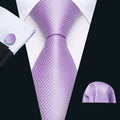 Light Purple Geometric Silk Tie Set - GentCrest