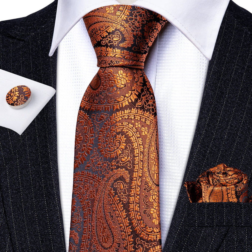 GentCrest Black Paisley Tie Hanky Cufflinks Set - Image 3