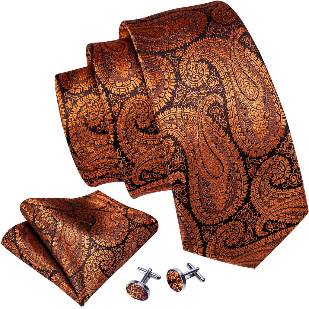 GentCrest Black Paisley Tie Hanky Cufflinks Set - Image 2