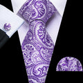 GentCrest Purple Paisley Tie Hanky Cufflinks Set - Image 1