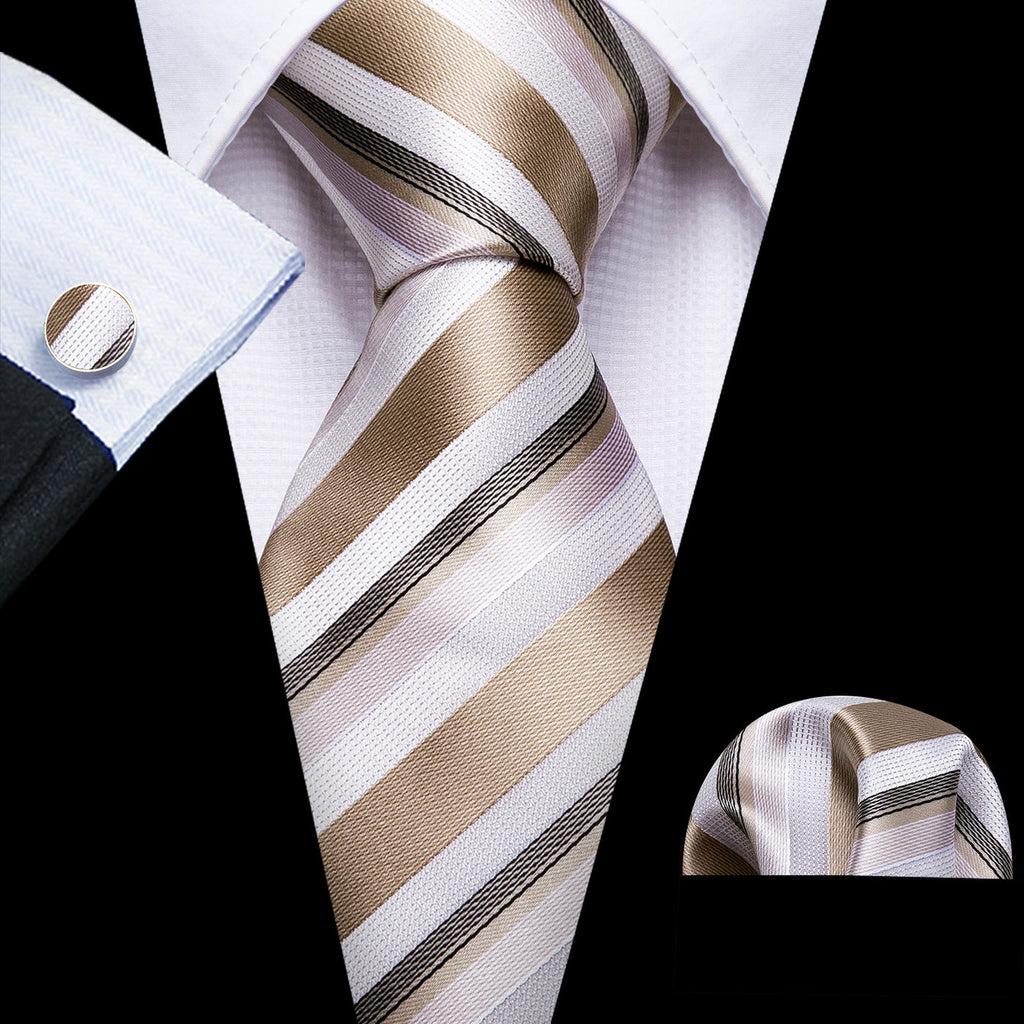 GentCrest Champagne Striped Tie Sets - Image 1