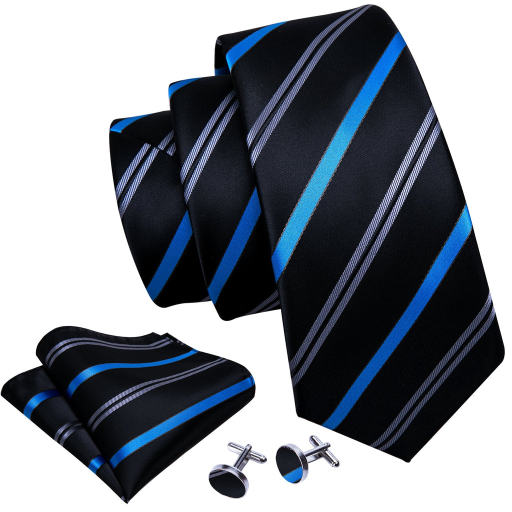 GentCrest Black Striped Tie Hanky Cufflinks Set - Image 5