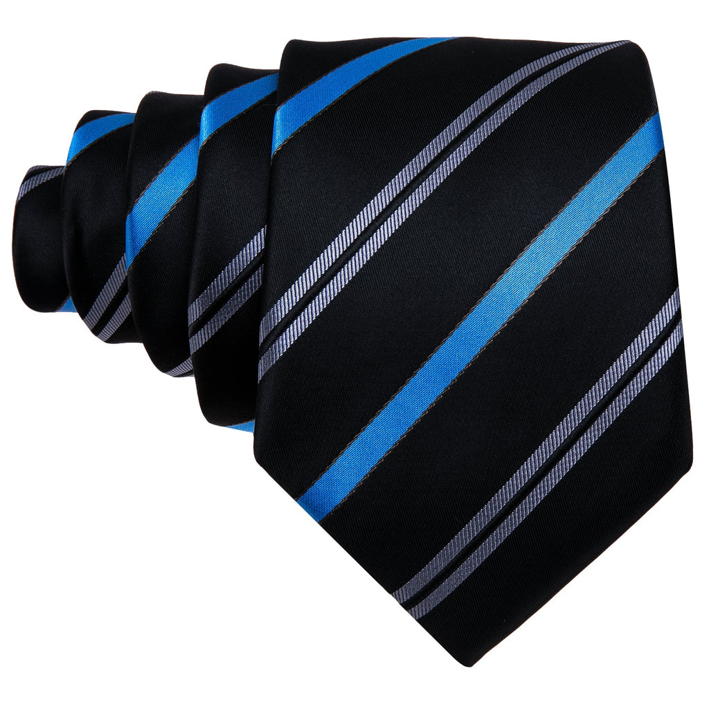 GentCrest Black Striped Tie Hanky Cufflinks Set - Image 3