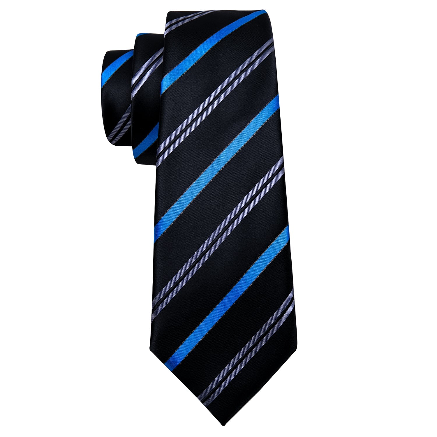 GentCrest Black Striped Tie Hanky Cufflinks Set - Image 2