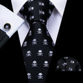 Black and Skulls Silk Tie Set - GentCrest