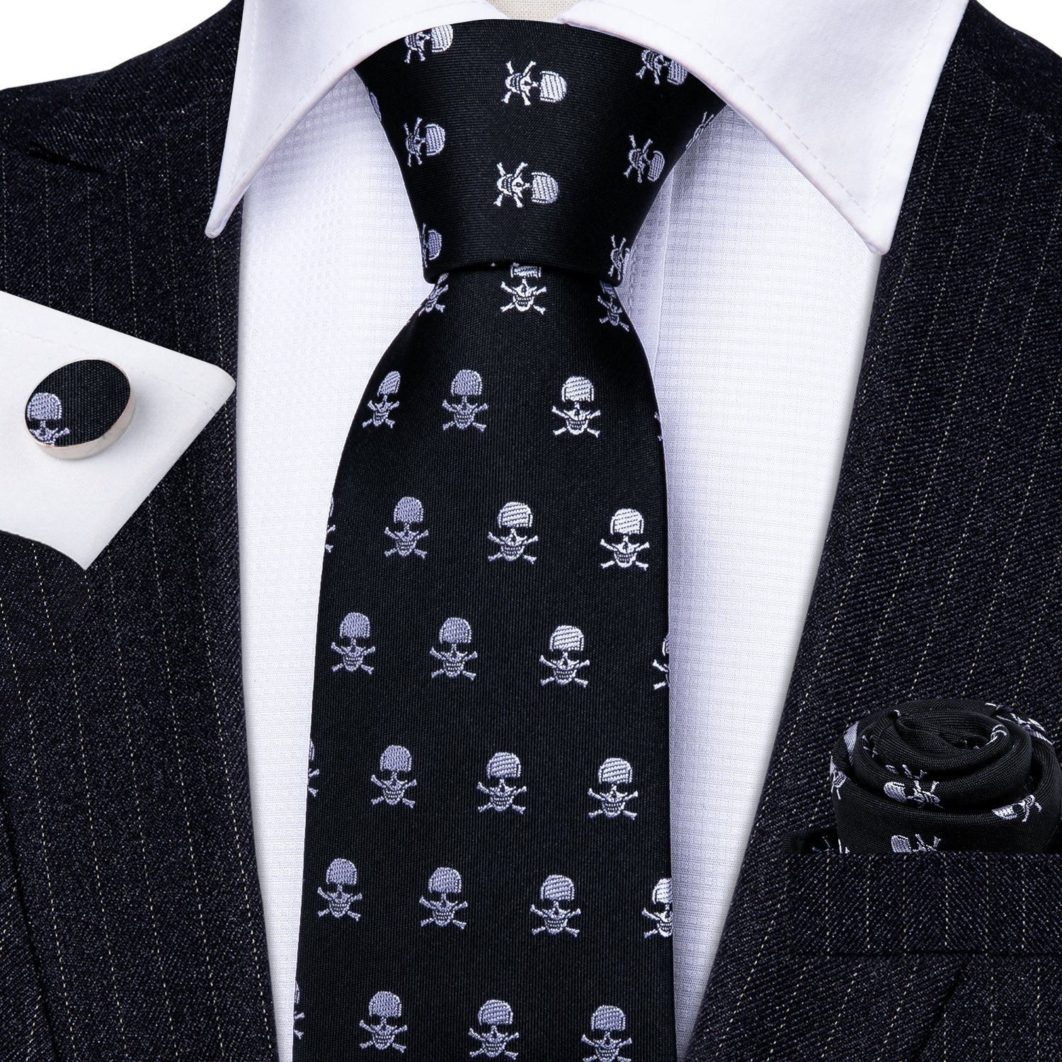 GentCrest Black Novelty Tie Hanky Cufflinks Set - Image 2