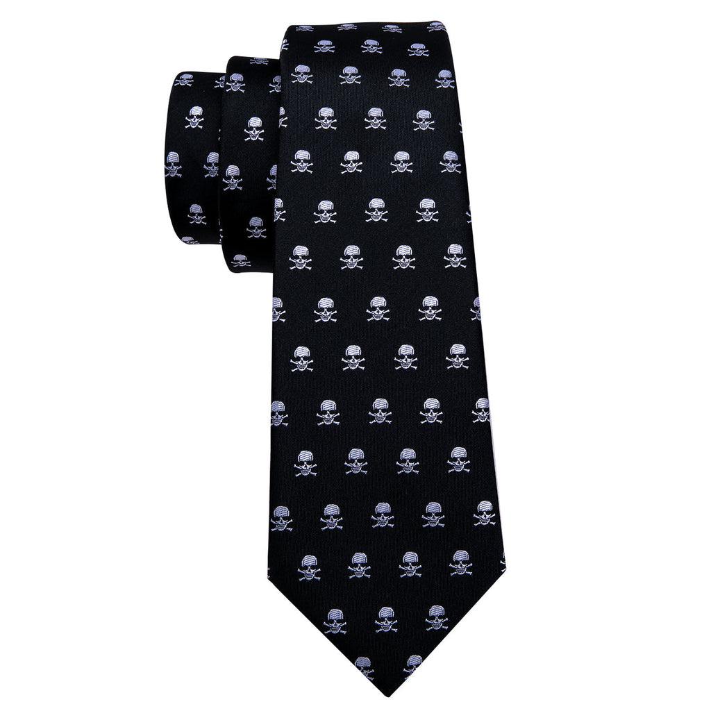 Black and Skulls Silk Tie Set - GentCrest - View 2