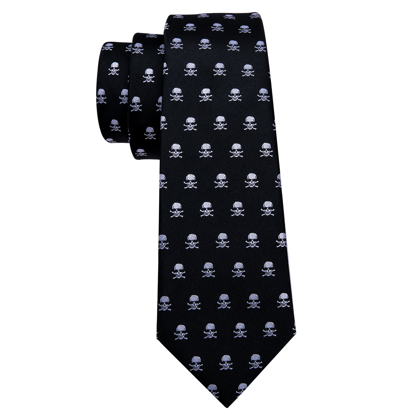 Black and Skulls Silk Tie Set - GentCrest - View 2