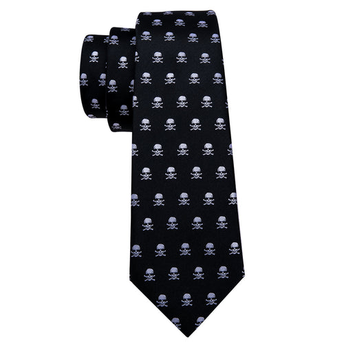 Black and Skulls Silk Tie Set - GentCrest - View 2
