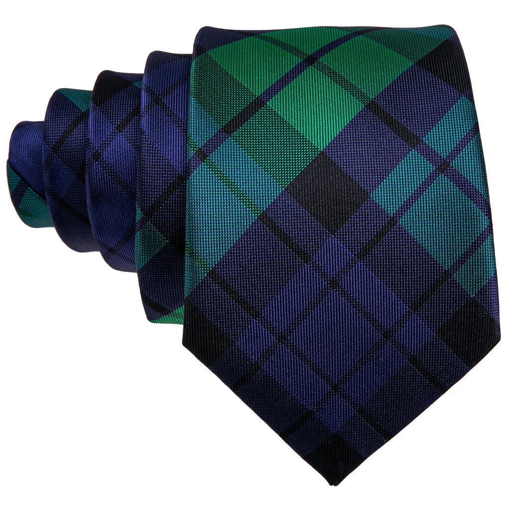 GentCrest Blue Plaid Tie Hanky Cufflinks Set - Image 2
