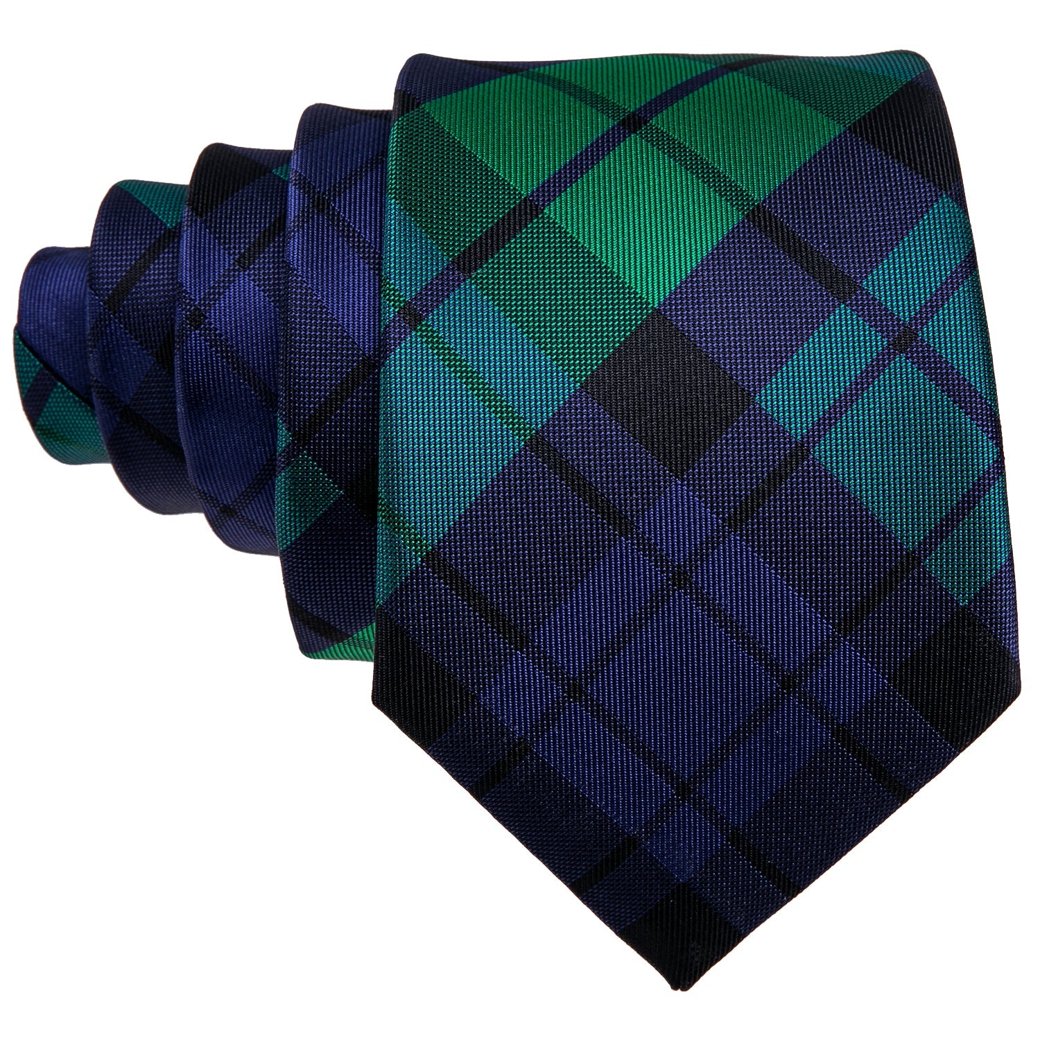 GentCrest Blue Plaid Tie Hanky Cufflinks Set - Image 2
