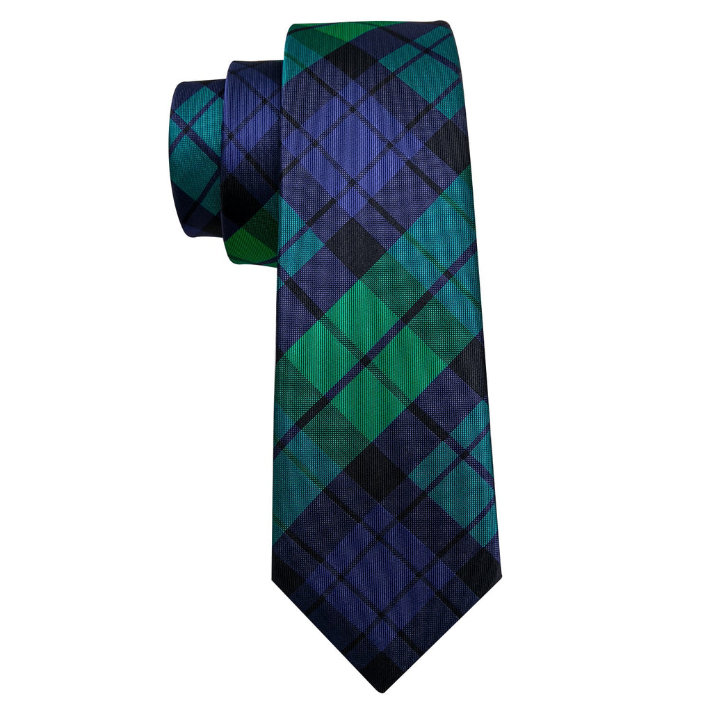 GentCrest Blue Plaid Tie Hanky Cufflinks Set - Image 3