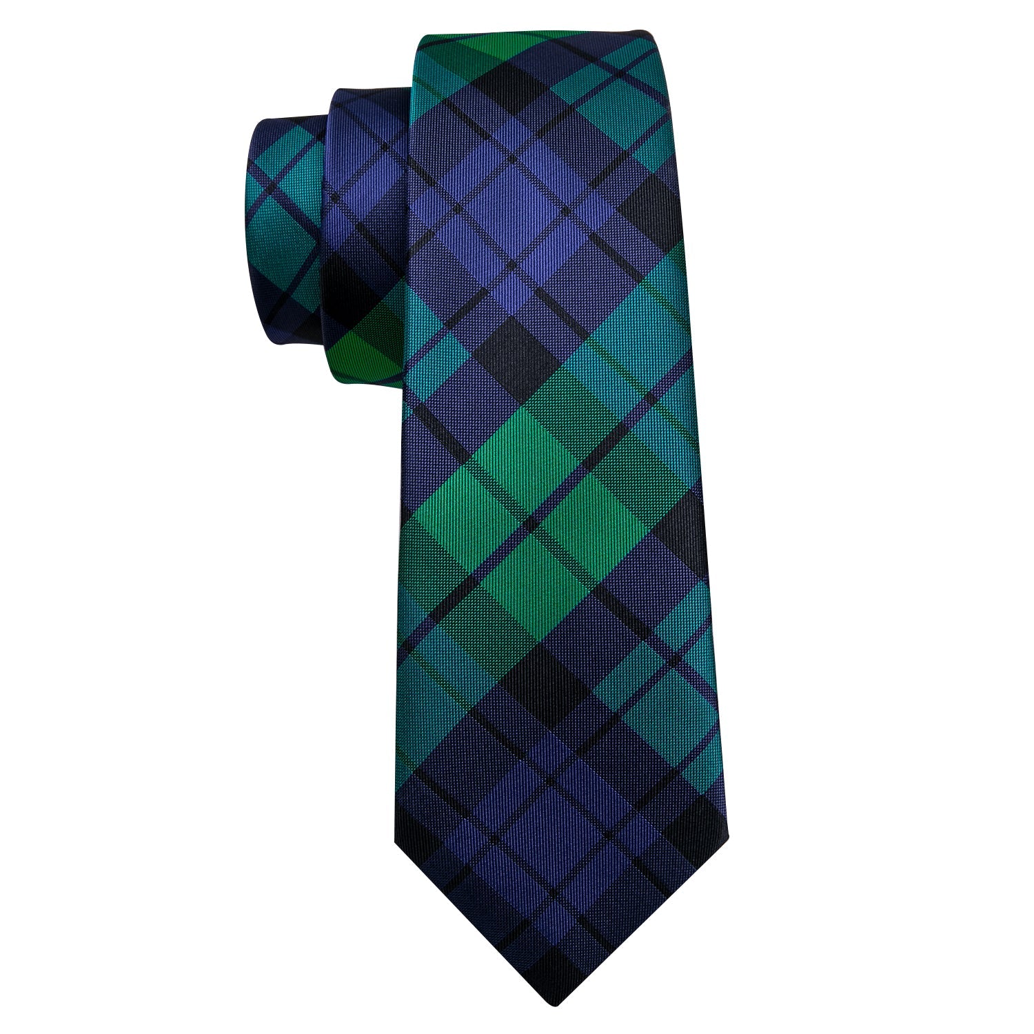 GentCrest Blue Plaid Tie Hanky Cufflinks Set - Image 3