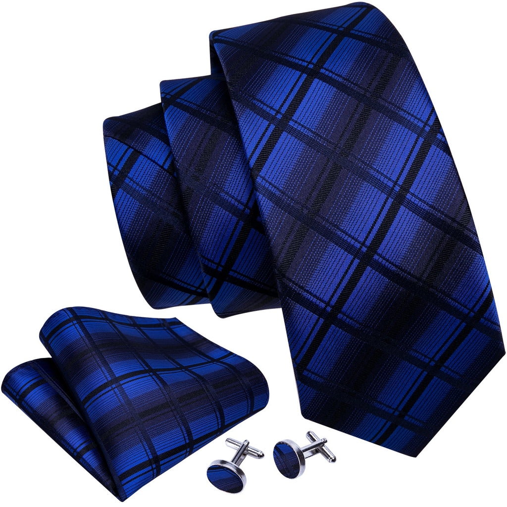 GentCrest Black Plaid Tie Hanky Cufflinks Set - Image 2