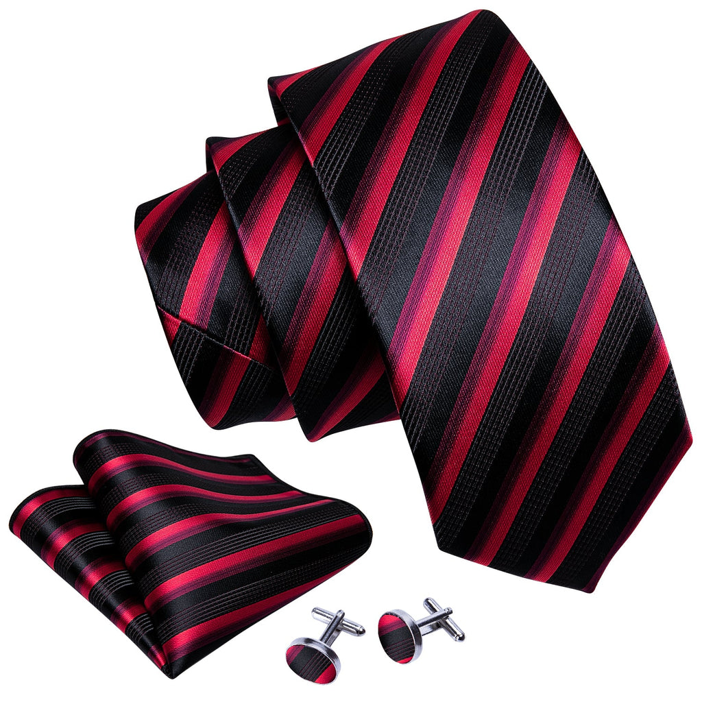 GentCrest Black Striped Tie Hanky Cufflinks Set - Image 7