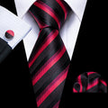 GentCrest Black Striped Tie Hanky Cufflinks Set - Image 1