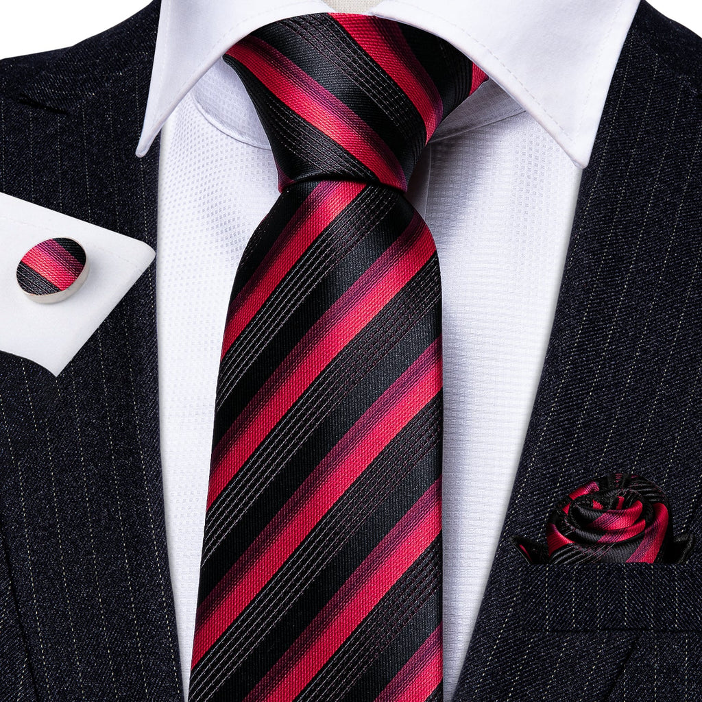 GentCrest Black Striped Tie Hanky Cufflinks Set - Image 4
