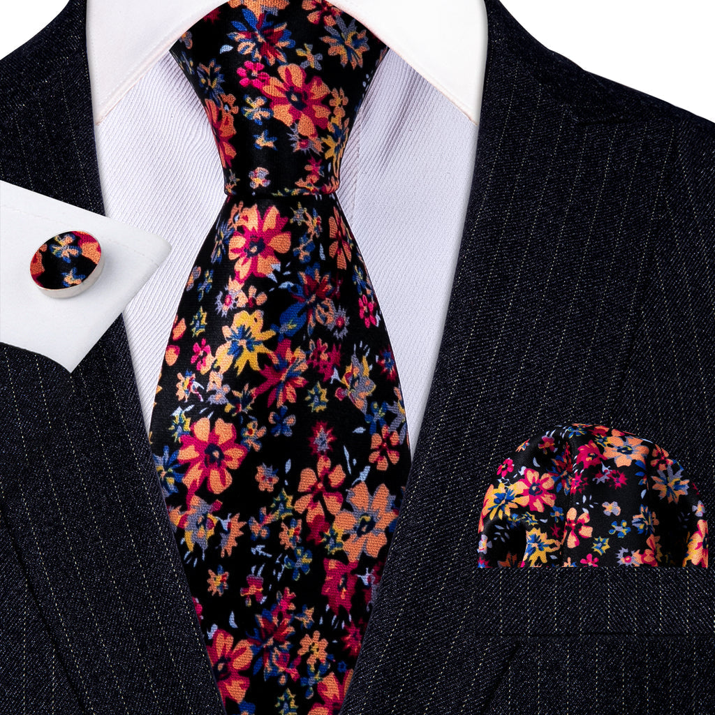 Colorful Novelty Flower Silk Tie Set - GentCrest - View 3