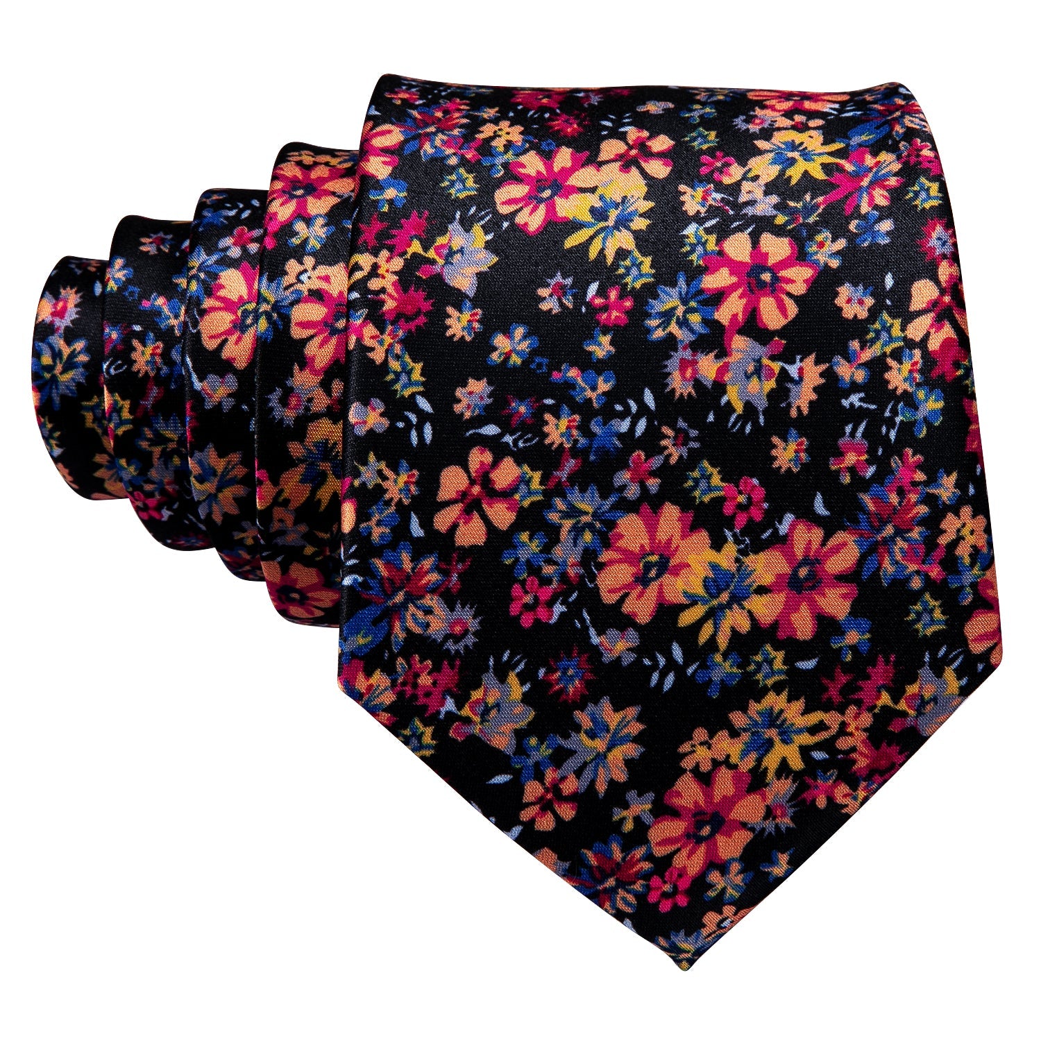 GentCrest Black Floral Tie Hanky Cufflinks Set - Image 2