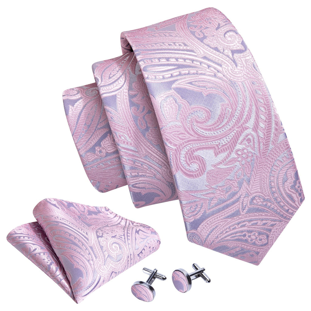 GentCrest Pink Paisley Tie Hanky Cufflinks Set - Image 5