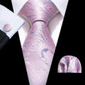 GentCrest Pink Paisley Tie Hanky Cufflinks Set - Image 1