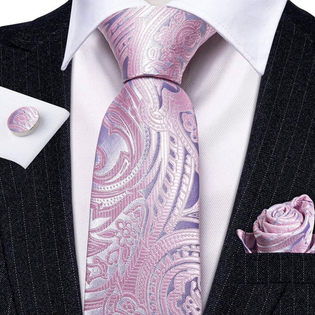 GentCrest Pink Paisley Tie Hanky Cufflinks Set - Image 2