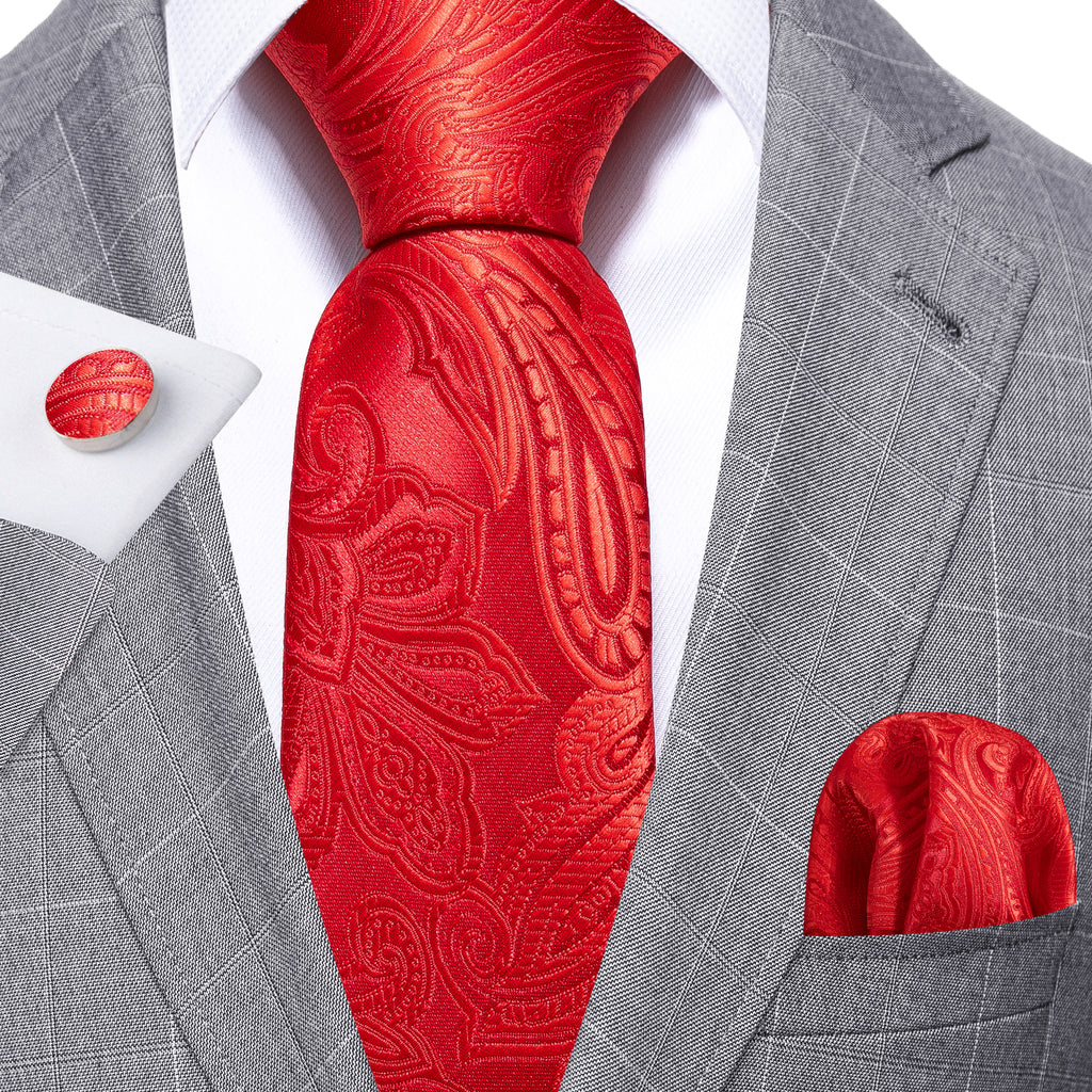 Red Paisley Silk Tie Set - GentCrest - View 2