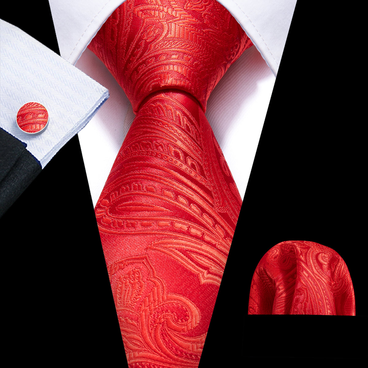 Red Paisley Silk Tie Set - GentCrest