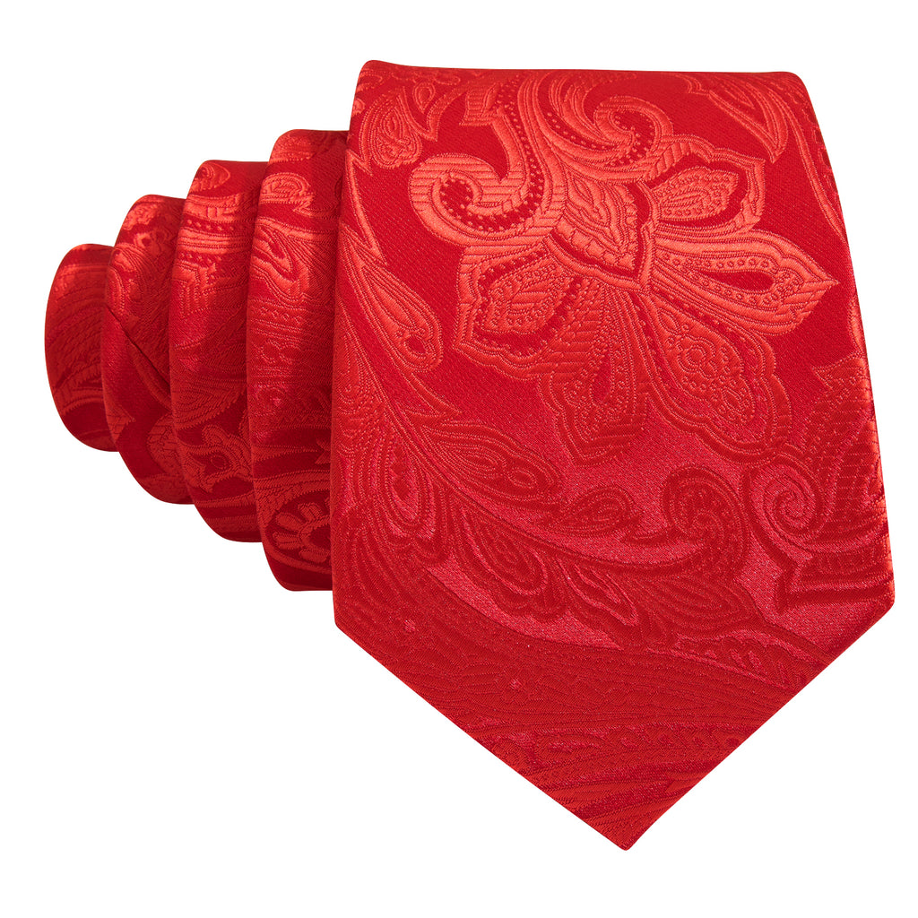 Red Paisley Silk Tie Set - GentCrest - View 5