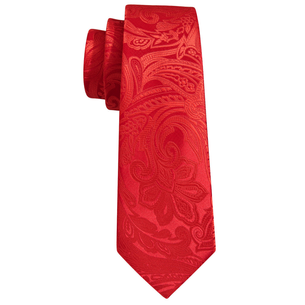 Red Paisley Silk Tie Set - GentCrest - View 6