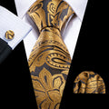 Golden Paisley Silk Tie Set - GentCrest
