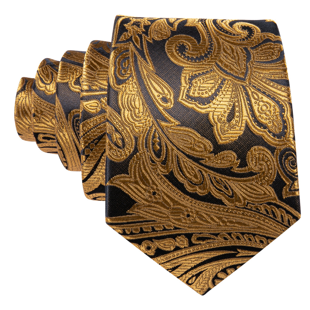 Golden Paisley Silk Tie Set - GentCrest - View 5