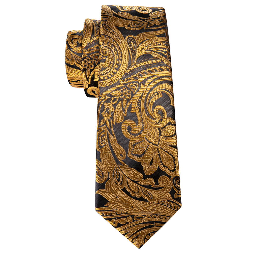 Golden Paisley Silk Tie Set - GentCrest - View 6
