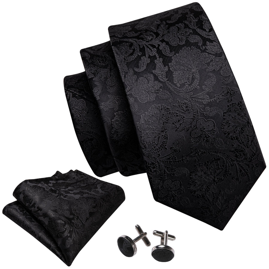 Dark Floral Silk XL Silk Tie Set - GentCrest - View 2