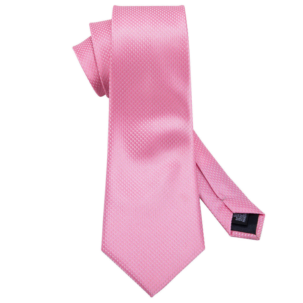 Pink Solid Silk Tie Set - GentCrest - View 4