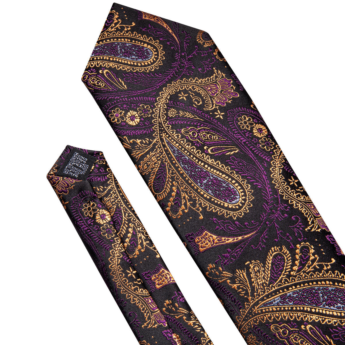 Yellow Purple Silk Tie Set - GentCrest - View 6