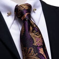 GentCrest Black Paisley Tie with Accessories - Image 1