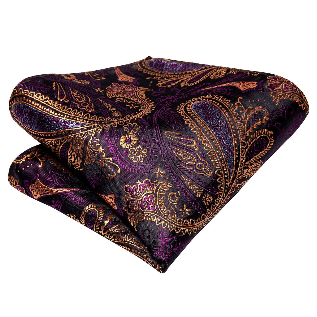 GentCrest Purple Paisley Tie Hanky Cufflinks Set - Image 3