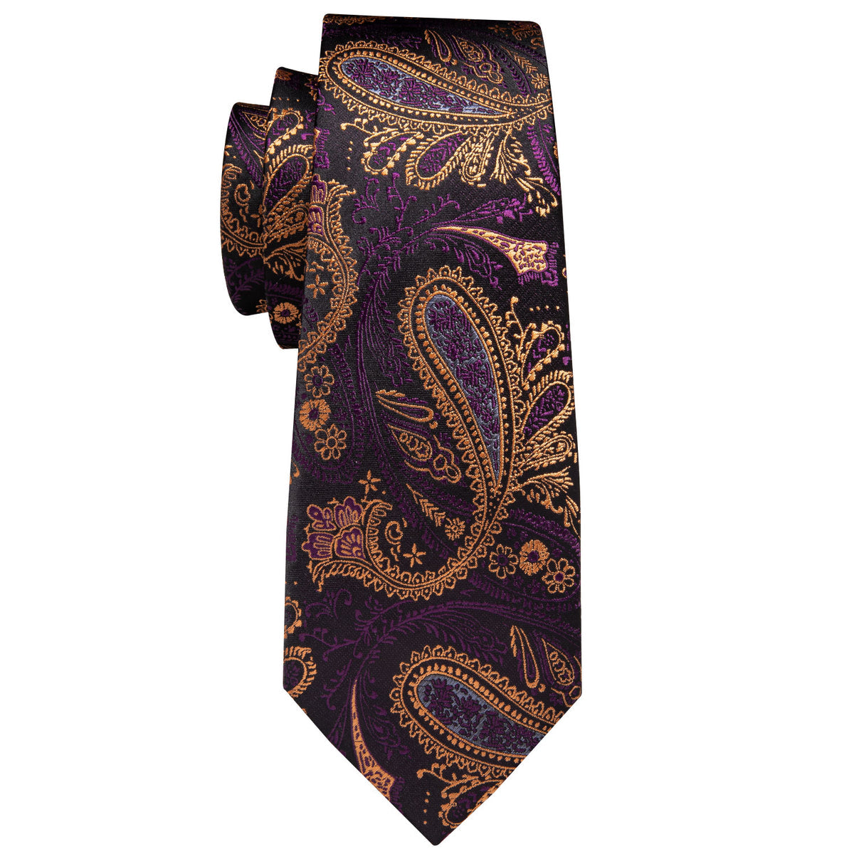 Yellow Purple Silk Tie Set - GentCrest - View 5