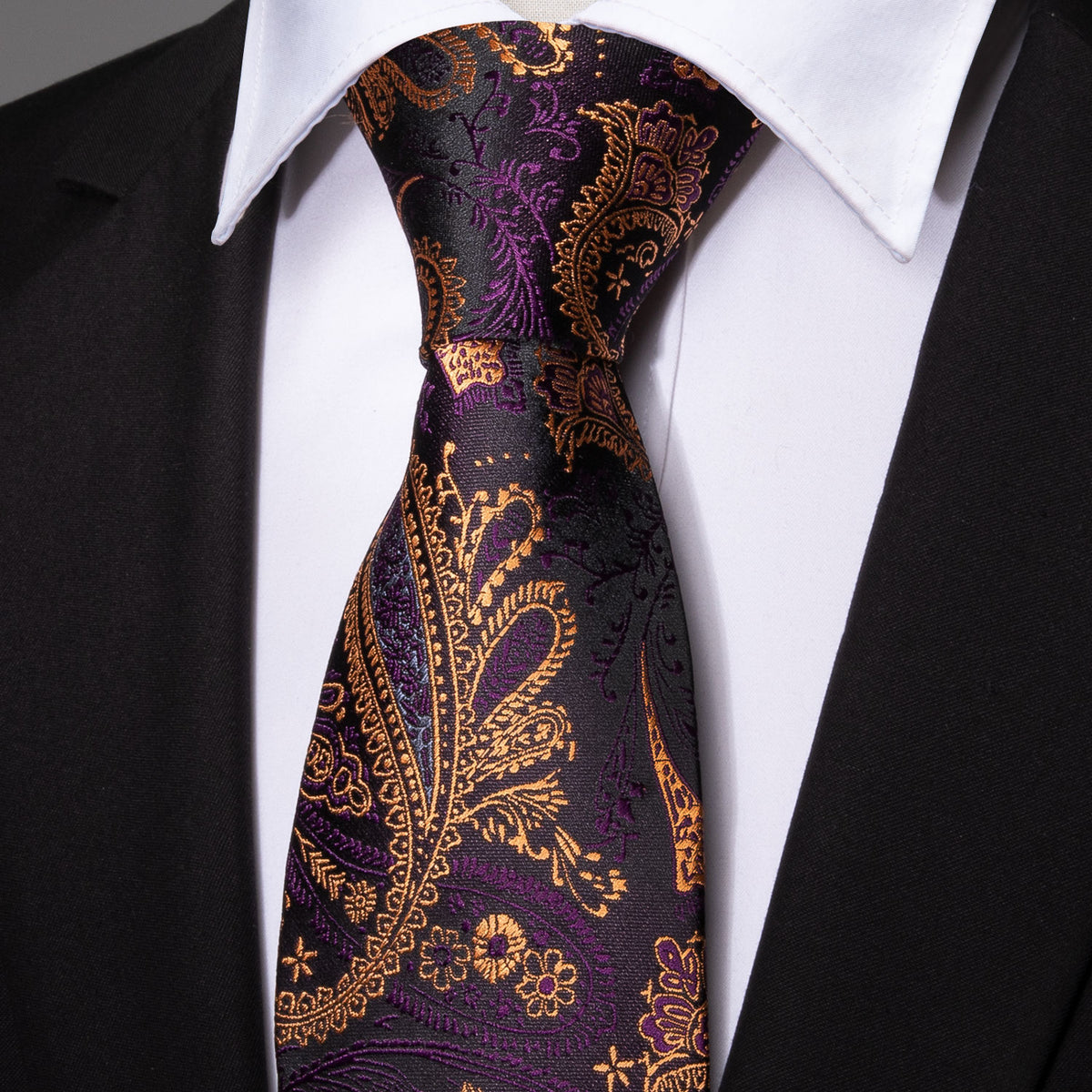 Yellow Purple Silk Tie Set - GentCrest - View 3